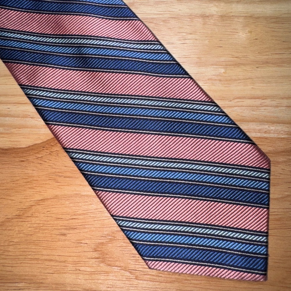 Brooks Brothers Makers Repp Tie 100% Silk Blue Pink Striped Preppy Pastel - Picture 1 of 9